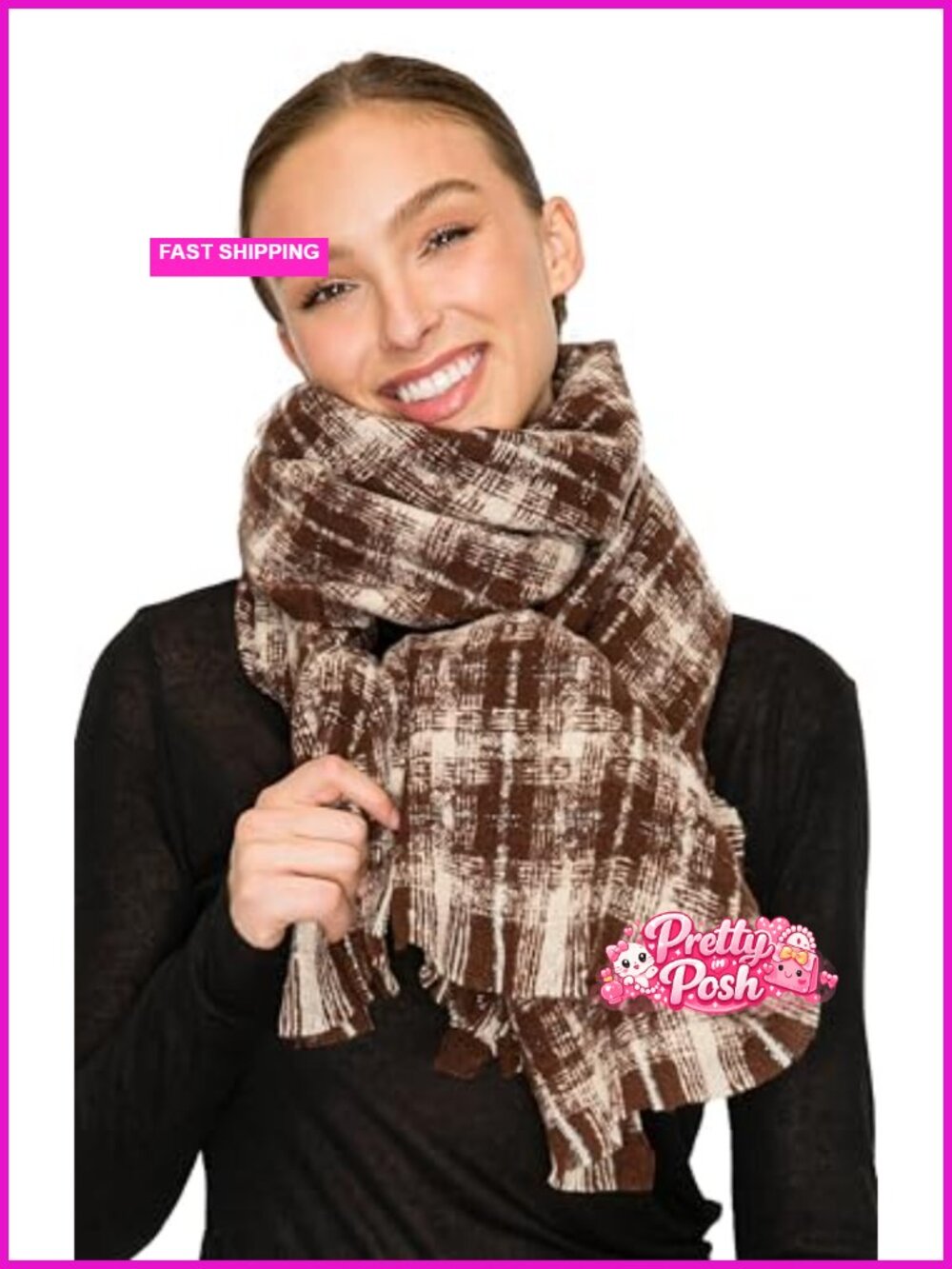 Soft Warm Winter Blanket Scarf Plaid Houndstooth Wrap Shawl